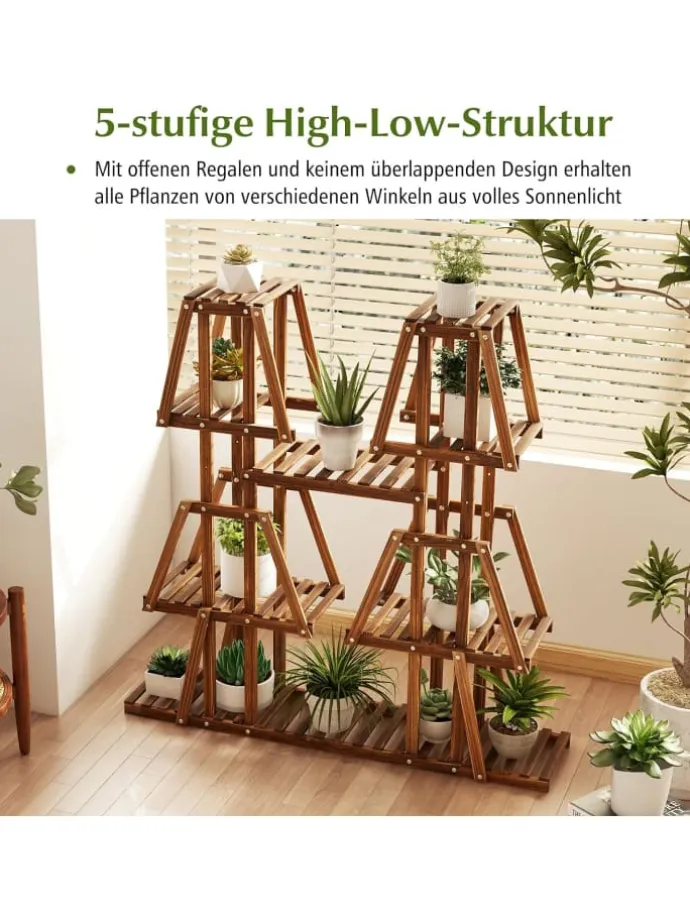 Pflanzenregal 113x27x114cm in Braun