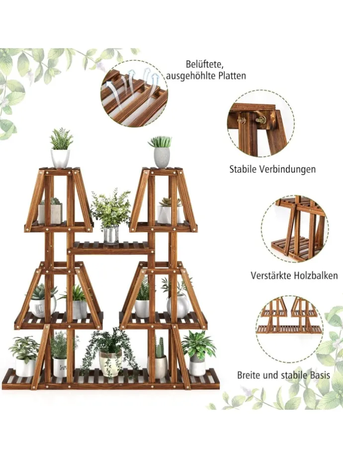 Pflanzenregal 113x27x114cm in Braun