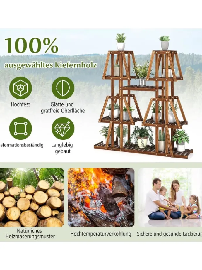 Pflanzenregal 113x27x114cm in Braun