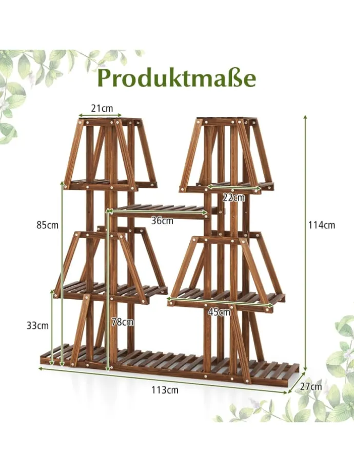 Pflanzenregal 113x27x114cm in Braun