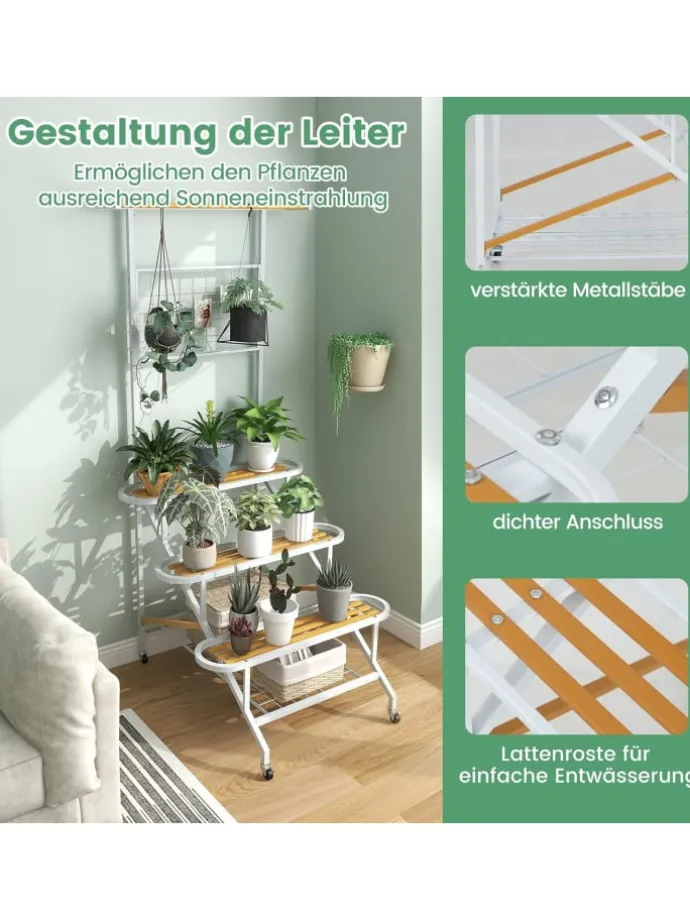 Pflanzenständer mit Rankgitter 175cm in Weiß