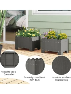 Pflanzkübel 2er Set HDPE 45x32x30cm in Grau