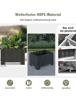 Pflanzkübel 2er Set HDPE 45x32x30cm in Grau