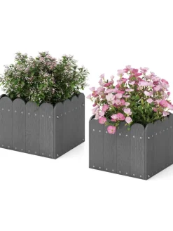 Pflanzkübel 2er Set HDPE 32x30x25cm in Grau