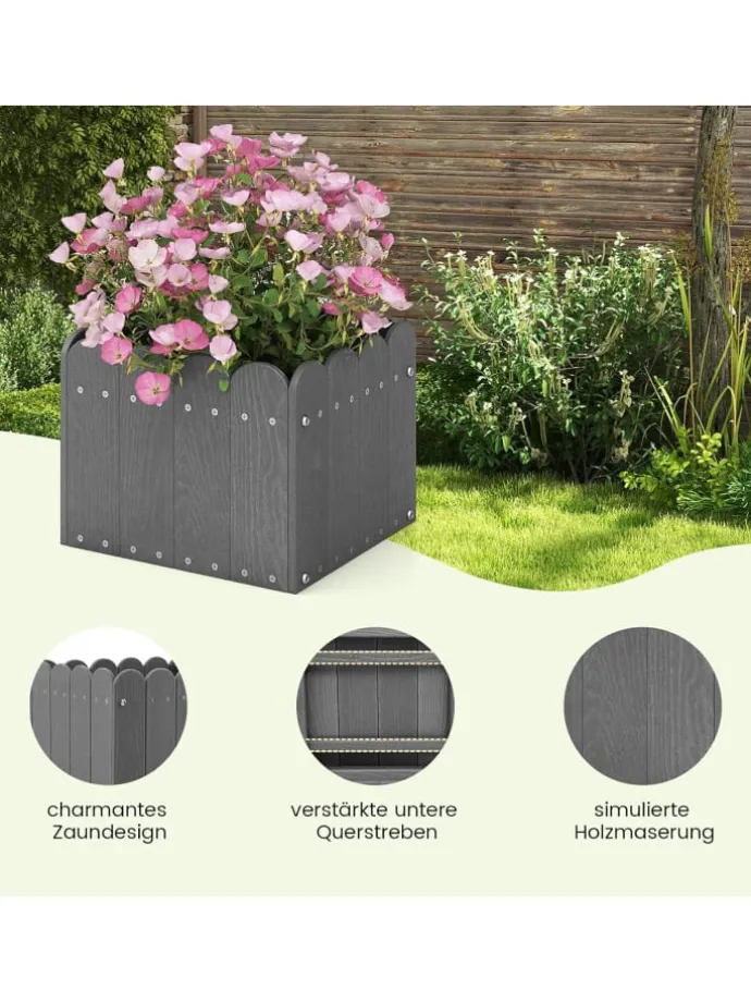 Pflanzkübel 2er Set HDPE 32x30x25cm in Grau