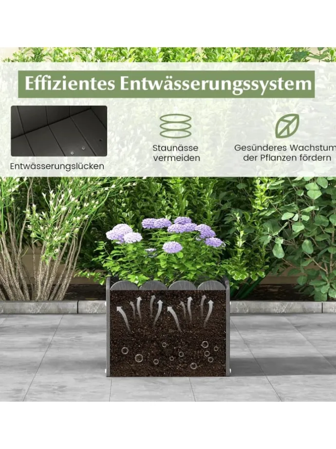 Pflanzkübel 2er Set HDPE 32x30x25cm in Grau