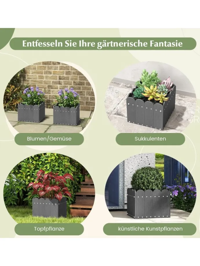 Pflanzkübel 2er Set HDPE 32x30x25cm in Grau