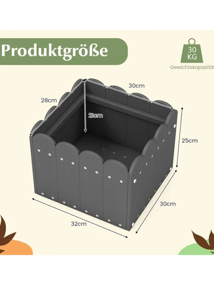 Pflanzkübel 2er Set HDPE 32x30x25cm in Grau