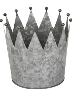 Pflanzkübel ''Krone'' in Silber - (H)22 x Ø 23 cm