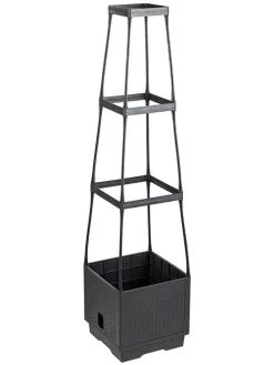 Pflanzkübel mit Rankhilfe in Schwarz - (B)26 x (H)106 x (T)26 cm