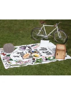 Picknickdecke "Frida Flowers" in Weiß/ Bunt - (L)170 x (B)140 cm