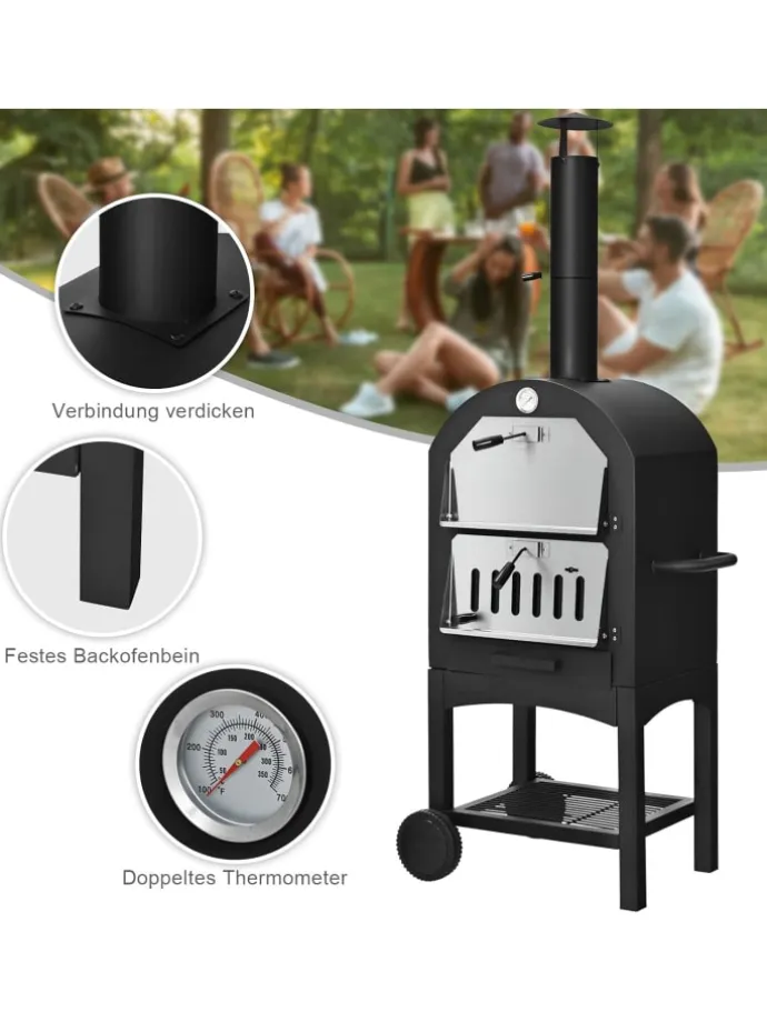 Pizzaofen Outdoor in Schwarz