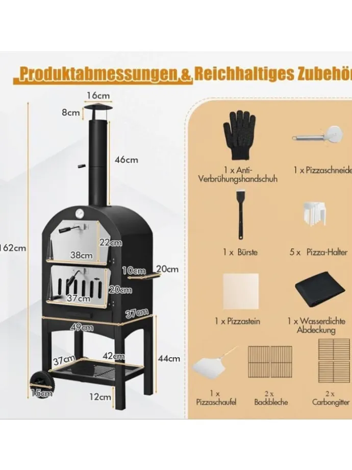 Pizzaofen Outdoor in Schwarz