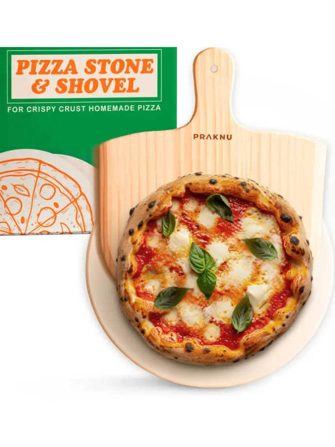 Pizzastein für Backofen & Gasgrill inkl. Pizzasschieber - 2er Set