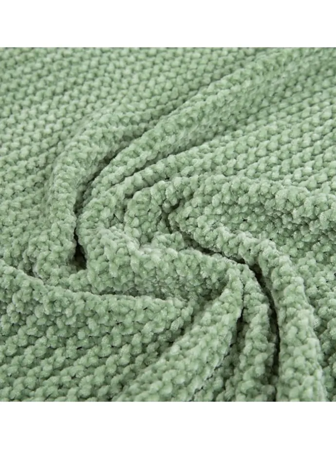 Plaid "Chenille" in Hellgrün - (L)170 x (B)130 cm