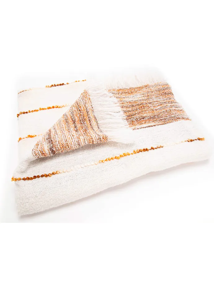 Plaid "Ecochic" in Weiß/ Orange - (L)170 x (B)130 cm