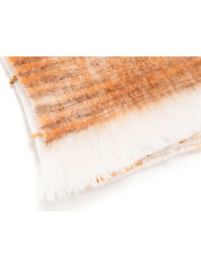 Plaid "Ecochic" in Weiß/ Orange - (L)170 x (B)130 cm