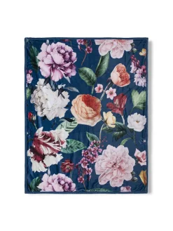 Plaid "Fiori" in Dunkelblau/ Bunt