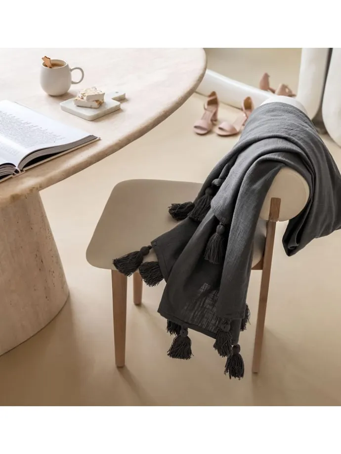 Plaid "Funny Frays" in Anthrazit - (L)170 x (B)130 cm