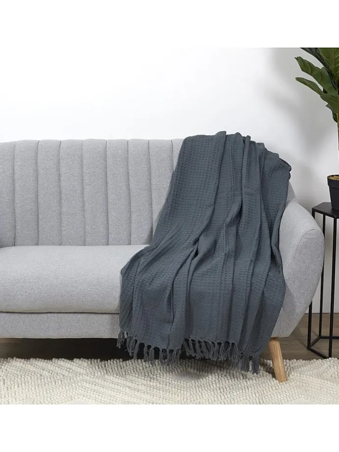 Plaid in Anthrazit - (L)160 x (B)130 cm