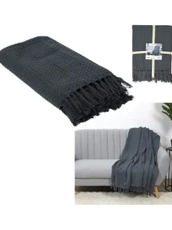 Plaid in Anthrazit - (L)160 x (B)130 cm