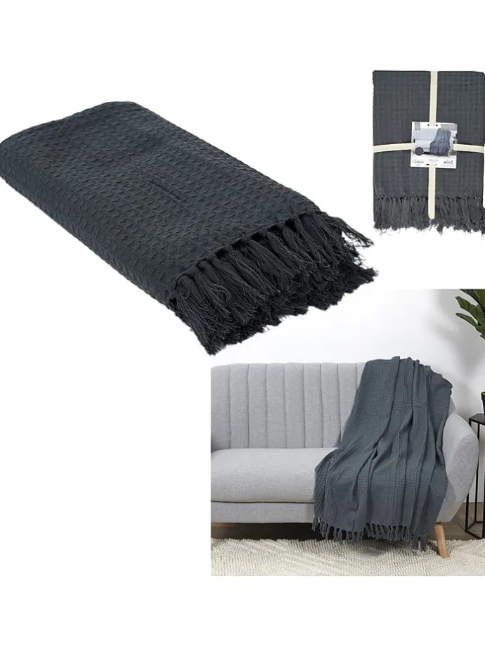 Plaid in Anthrazit - (L)160 x (B)130 cm