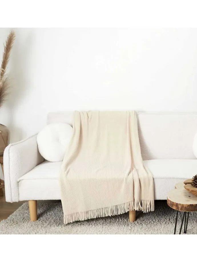 Plaid in Beige - (L)150 x (B)120 cm