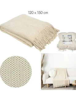 Plaid in Beige - (L)150 x (B)120 cm