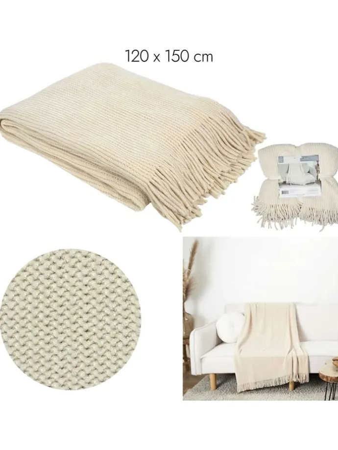 Plaid in Beige - (L)150 x (B)120 cm