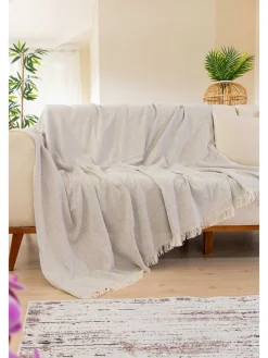 Plaid in Hellgrau/ Weiß