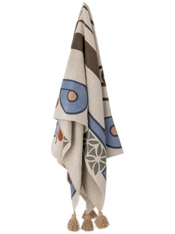 Plaid "Rudaur" in Blau/ Creme - (L)160 x (B)130 cm