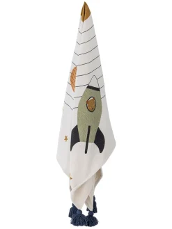 Plaid "Space" in Weiß/ Dunkelblau - (L)160 x (B)130 cm