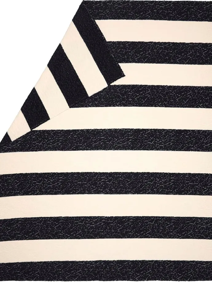 Plaid "Teddy - Blockstreifen" in Schwarz/ Creme