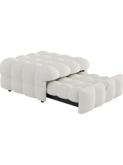 Polsterbett in Beige mit ausziehbarer Schlaffunktion und Teddy-Stoff