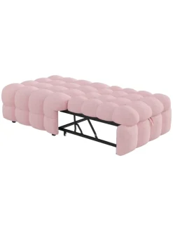 Polsterbett in Rosa mit ausziehbarer Schlaffunktion und Teddy-Stoff