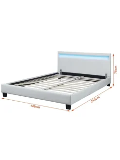 Polsterbett Paris Kunstleder mit LED in Weiß (B)140cm