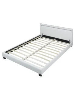 Polsterbett Paris Kunstleder mit LED in Weiß (B)140cm