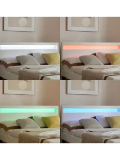 Polsterbett Paris Kunstleder mit LED in Weiß (B)140cm