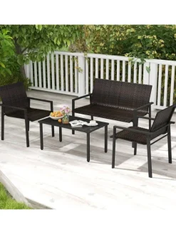 Polyrattan Gartenmöbel 4-tlg Set in Braun