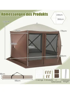 Pop-up Pavillon 3,5x3,5m in Braun