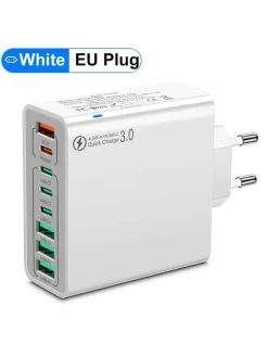 8-Port-Netzadapter in Weiß