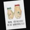 Postkarte Bären mit Blumenkranz mit Spruch in Weiß