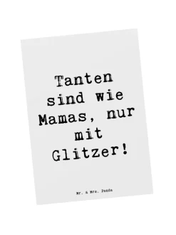 Postkarte Glitzernde Tante mit Spruch in Weiß