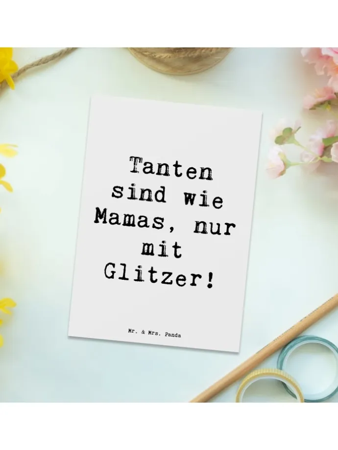 Postkarte Glitzernde Tante mit Spruch in Weiß