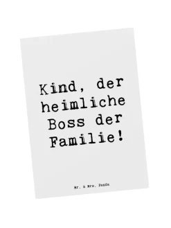 Postkarte Kind Heimliche Führungskraft mit Spruch in Weiß