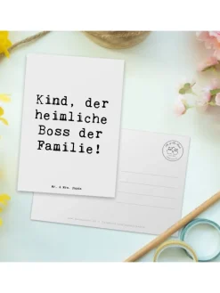 Postkarte Kind Heimliche Führungskraft mit Spruch in Weiß