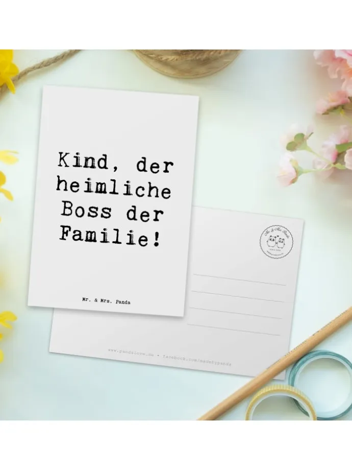 Postkarte Kind Heimliche Führungskraft mit Spruch in Weiß