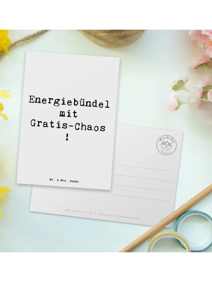 Postkarte Kinder Energiebündel mit Spruch in Weiß