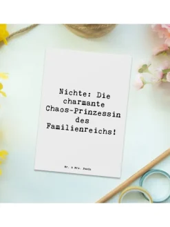 Postkarte Nichte Chaos-Prinzessin mit Spruch in Weiß