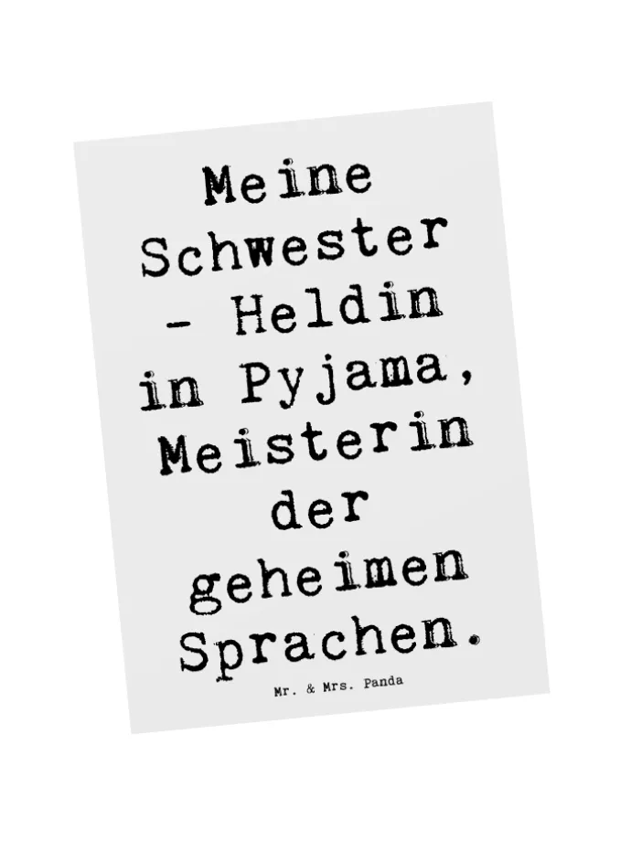 Postkarte Schwester Heldin mit Spruch in Weiß